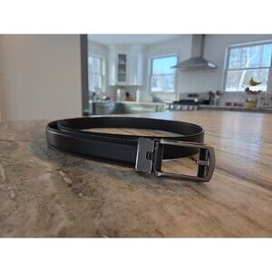 Comfort Click Mens Black Leather Belt,Adjustable Sz 28 To 38,Well Made,Preowned